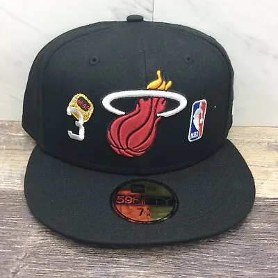 New Era Miami Heat 59FIFTY Count The Ring Fitted Hat Cap Hat Size 7 5/8 • $37.50