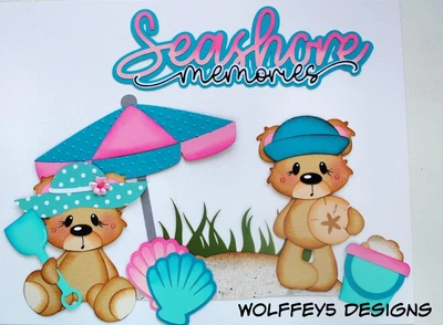 $15.99 • Buy BEARS BEACH VACATION TITLE Premade Paper Piecing Scrapbook Diecut Page Album 3D