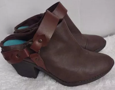 Blowfish Western Style Ankle Boots Size 6 Brown Belted Slip On Mules • $29.90