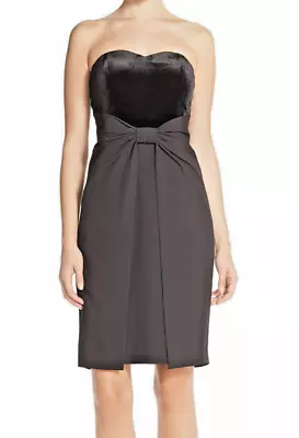 Aidan Mattox ~ Black Velvet Sweetheart Strapless Shift Party Dress 4 NEW $195 • $36.99