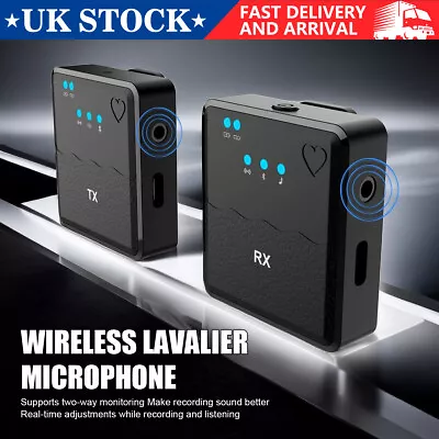 Wireless Lavalier Microphone 50M Range Wireless Lapel Mic For Phones Camera • £21.99