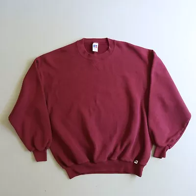 Vintage Russell Athletic Mens Crewneck Sweatshirt Burgundy Blank XXL Mexico Made • $27