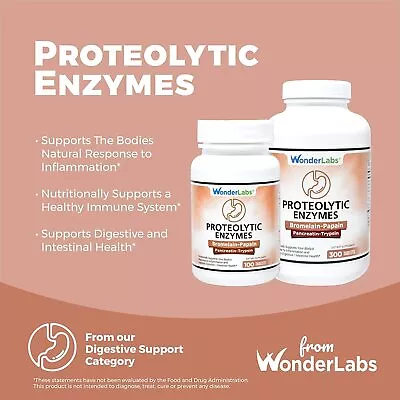 Wonder Laboratories Proteolytic Enzymes Bromelain Papain Pancreatin Trypsin • $11.99