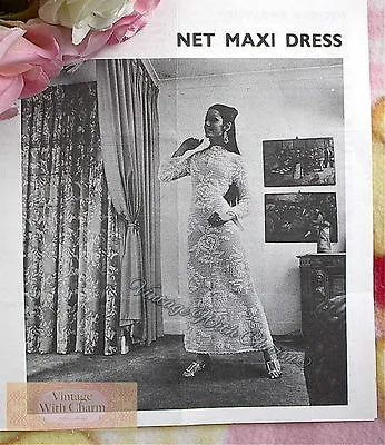 £3.09 • Buy Vintage Crochet Pattern Maxi Dress, Wedding Dress, Bride, Fit 34-36in. Bust