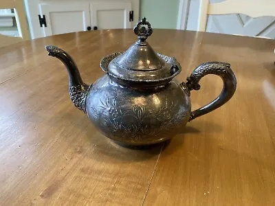 Antique Van Bergh Silverplate Co Quadruple Teapot Rochester NY Patented In 1898 • $39.95