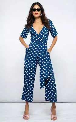 Dancing Leopard Women's Atlantis Jumpsuit In Dot Print Wide Leg V-Neck Playsuit • £24