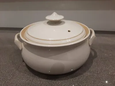 Denby Linen Large Casserole/Tureen Vegetable Dish With Lid • £35