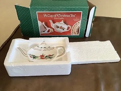 Waldman House Press A Cup Of Christmas Tea Caddy Tea Bag Holder Bone China CT130 • $15