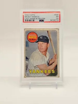 1969 Topps #500 Mickey Mantle Last Name In Yellow PSA 1.5 • $184.99