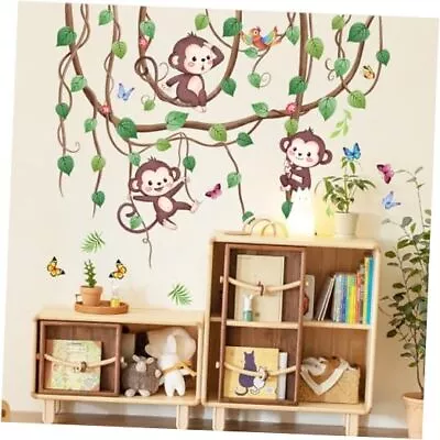  Monkey Wall Decals Safari Nursery Wall Decor Jungle Animal Wall 3monkey • $19.73