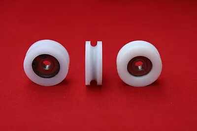 £7 • Buy 30mm Nylon Pulley Wheel With Ball Bearings Various Groove Size Precisely Turned.