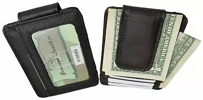 Black Men's Leather Slim Money Clip Front Pocket Wallet Thin Credit Card Holder • $10.99