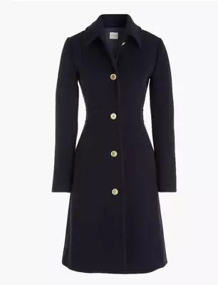 J.Crew Womens $298 Wool Blend Lady Coat Black Size 4 AT107 • $140