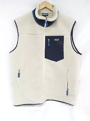Men's PATAGONIA Retro-X Deep Pile Sherpa Fleece Vest Natural Blue 2XL XXL • $99.99