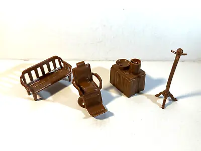 Marx 1950/60's Plastic Recast Western Town Barbers Chair Bench Rack And Table. • $10