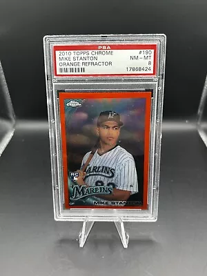 2010 Topps Chrome Orange Refractor Mike Giancarlo Stanton #190 PSA 8 🔥 • $2.25