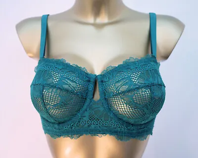 M & S Autograph Underwired Multiway Bustier   Bra Marseille Fan Lace Teal • £9.99