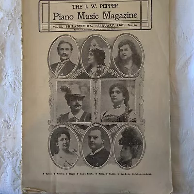 Antique 1902  Ephemera J.w Pepper Piano Music Magazine Vol 3 No 17 • $12.75