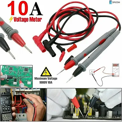 Multimeter Test Leads Fit Fluke Meter Electrical Alligator Probes Clip 10A 1000V • £3.85