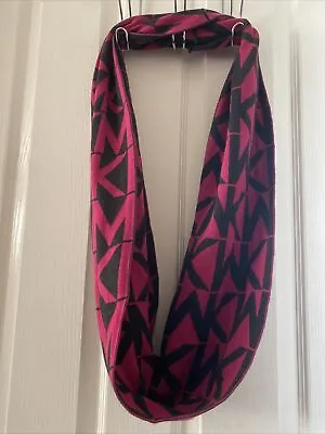 Michael Kors Infinity Scarf Loop Scarf Berry Dark Gray? MK Logo Print Reversible • $19.99