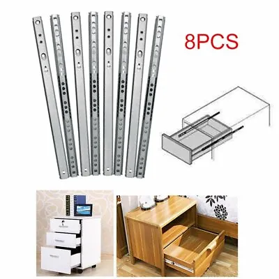 4 Pairs Metal Ball Bearing Drawer Runners / Slides 278mm Draw Depth For 17mm • £7.99