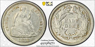 1873 H10C Seated Liberty Half Dime PCGS AU55 TrueView • $200