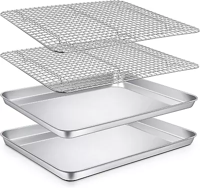 Stainless Steel Baking Sheet Oven Tray And Cooling Grid Rack For Cookies Meat • $40.23