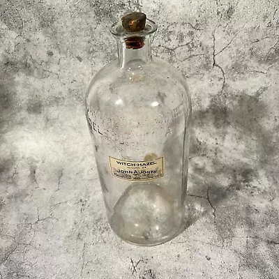 Large Vintage Clear Witch Hazel Apothecary Bottle. John A. Jones Druggist. • $29.95