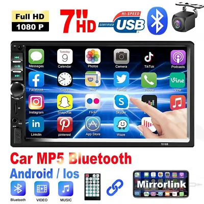 $31.99 • Buy 7  Double Din Car Stereo With Mirror Link For GPS Navi MP5 Radio AUX USB TF Cam