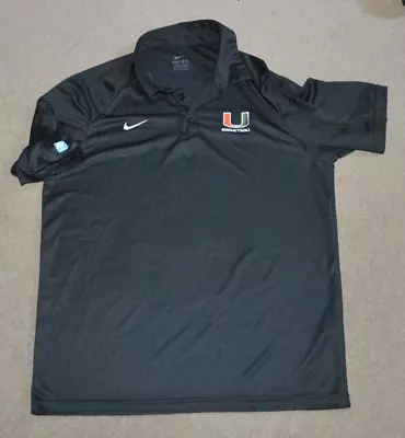 Miami Hurricanes Basketball Nike Dri Fit Team Issued Polo Shirt Large • $39.95