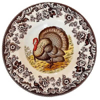 Spode Woodland Soup Bowl Turkey Thanksgiving Decor 9 Inch • $29.99