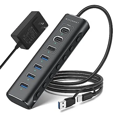 Powered USB Hub 7-Port USB 3.2/USB C Hub With 10Gbps USB-A 3.2 2 USB-C 3.2 4 ... • $39.55