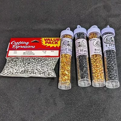 4 30g Vials + Bag Jewelry Making Beads Lot - Gold Silver Black - Bugle Round • $18