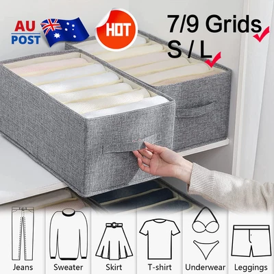 $9.49 • Buy Wardrobe Clothes Organizer Jeans Compartment Storage Box Foldable Drawer