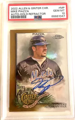 2005 Mike Piazza Topps Chrome  Allen & Ginter Auto-gold Refractor #mp Gem Mt 10 • $139.95