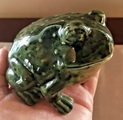 Vintage Ceramic Frog Or Toad Green Mottled 3 X3  • $18