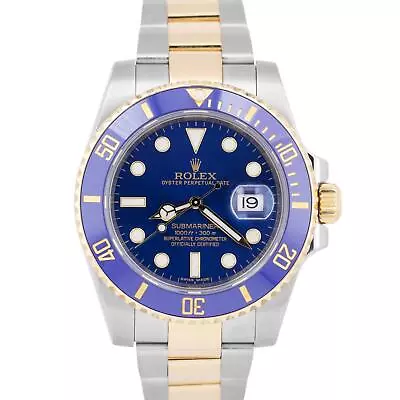 MINT PAPERS Rolex Submariner Date Two-Tone Blue 18K Gold Ceramic 116613 LB BOX • $13993.31