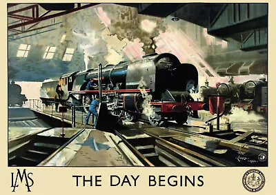 Vintage Terence Cuneo Railway Poster The Day Begins Steam Train Art Print A3 A4 • £5.99