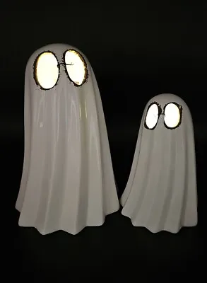 Set Of 2 Martha Stewart Ceramic LED Light Up Spooky Ghosts Halloween Decor • $62.50