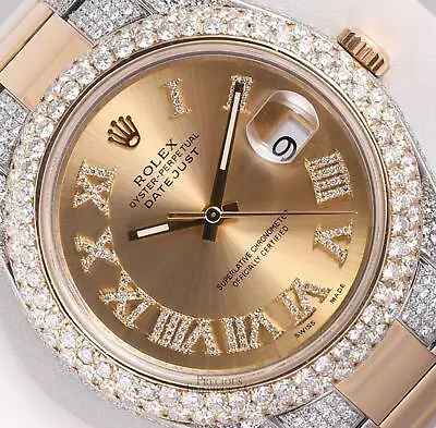 Rolex Datejust II 2 Tone 41mm Watch-VS1 Fully Iced Flooded Diamonds-Roman Dial • $22525