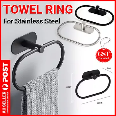 Stainless Steel Oval Hand Towel Ring Rack Rail Holder Wall Mounted Bathroom Tool • $12.57