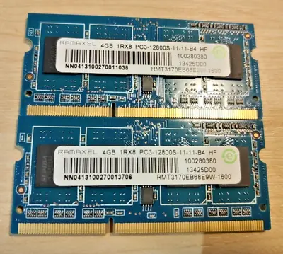 LAPTOP RAM - 2x RAMAXEL | 4GB | DDR3 | 2Rx8 | PC3-10600S | 1333M | • £8.50