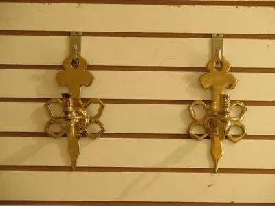 LF30246EC: Pair VIRGINIA METAL CRAFTERS #2019 Brass Candelabra Sconces • $165