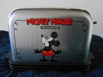 DISNEY MICKEY MOUSE (SANYO) VINTAGE MUSICAL CHROME POP-UP TOASTER! Never Used! • $55