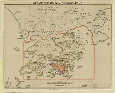 1900 Map Of The Hong Kong Poster A3 Print Educational Teaching School • £5.18