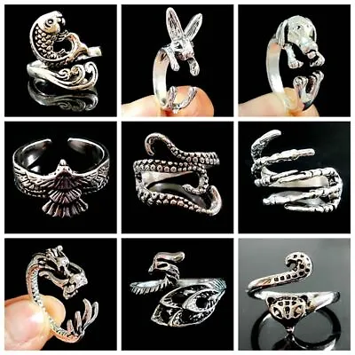 50pcs Women Cute Animal Ring Vivid Dog Rubbit Dragon Octopus Claw Punk Men Rings • £19.08