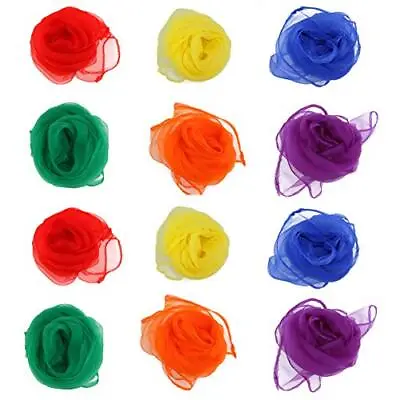 12Pcs Square Dance Scarf Soft Silk Juggling Scarf Magic Tricks Performance Props • $14.39