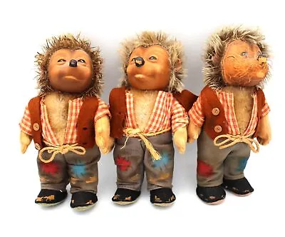 Steiff 1950s Mecki Hedgehog Men Set Of 3 Figures Various Condition Issues 7 Inch • $55.99