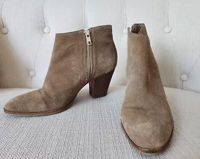 J. Crew Boots Laine Suede Leather Ankle Booties Tan Size 8 Block Heel MSRP $248  • $24.99