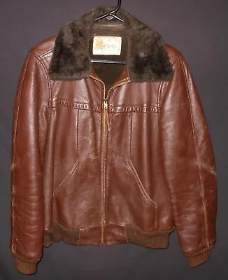 Vintage Bomber Flight Style Jacket W.B. Place Deer Skin Zip Up Men's 40 • $145